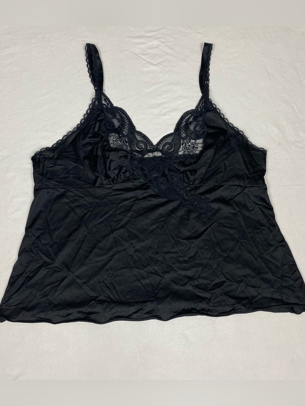 Vintage Vanity Fair Black Lace-Trim Camisole Top